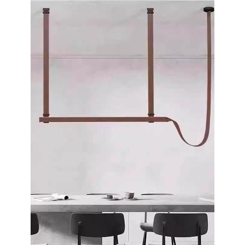 后现代极简长条皮带吊灯设计师创意餐厅岛台吧台茶室样板间艺术灯,家装灯饰光源,餐厅吊灯,淘宝优惠券,粉丝福利购,淘宝优惠卷