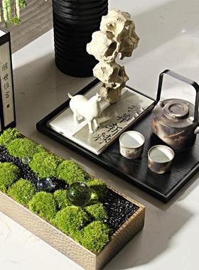 【八度空间】新中式中古风风格洽谈桌台面装饰茶具花艺托 托盘组