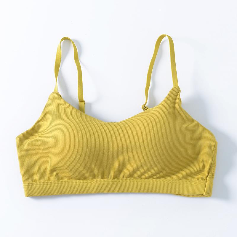 女夏季螺纹带胸垫一体抹胸运动瑜伽内衣无钢圈薄款美背无痕文胸