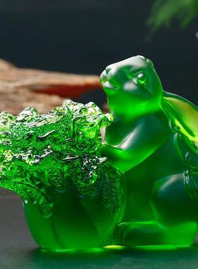 玉兔招财玻璃水晶琉璃兔子摆件白菜兔工艺品吉祥物屋里装饰品百财