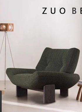 法式覆古单人布艺沙发椅设计师款Minotti Emmi白蜡木休闲懒人沙发