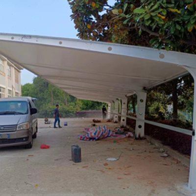 张拉膜结构汽车停车棚工字异型钢遮阳棚pvdf膜布车篷雨棚电动车蓬