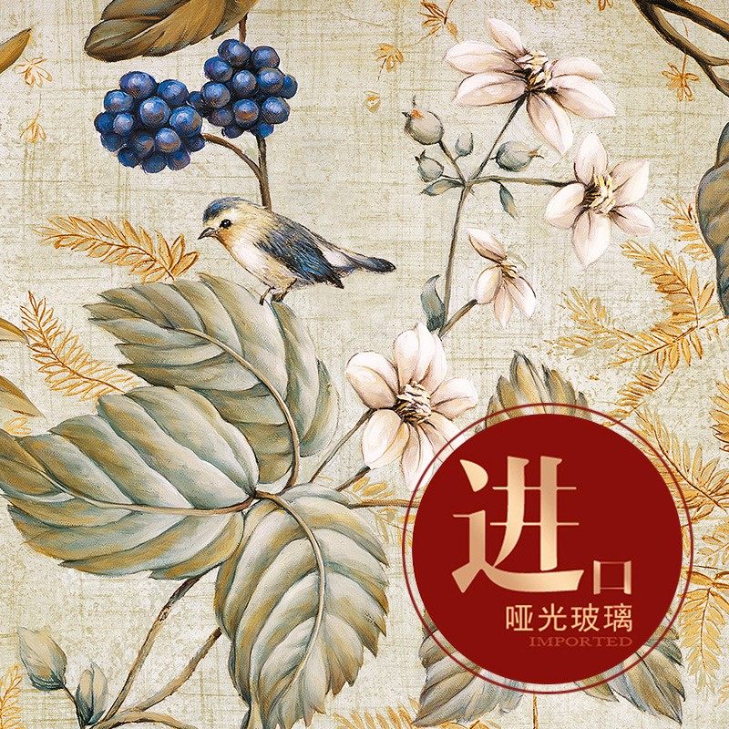 热销美式玄关装饰画竖版简美走廊过道尽头挂画田园风格餐厅花鸟壁