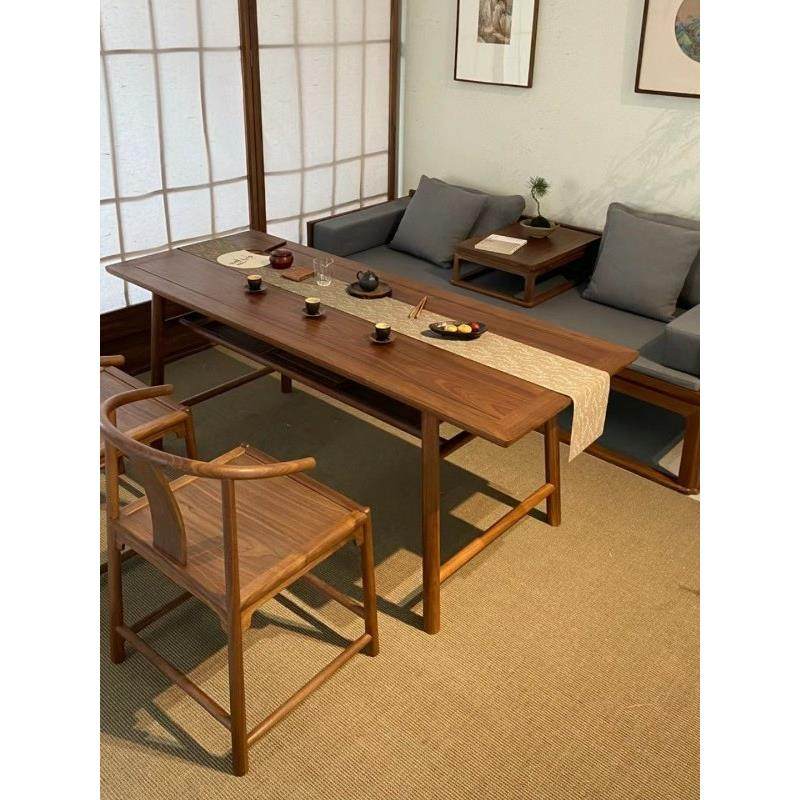 新中式黑胡桃木罗汉床茶桌椅组合高端休闲泡茶桌2025新款