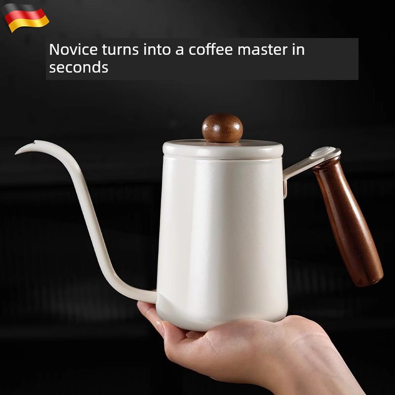德国手冲泡壶细长口和长口挂耳咖啡壶大容量不锈钢温度计带手柄水