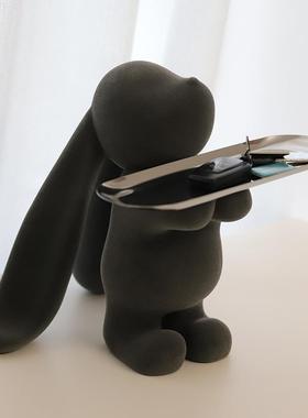 兔子摆件客厅入户玄关电视柜钥匙收纳托盘轻奢高级感小众装饰品