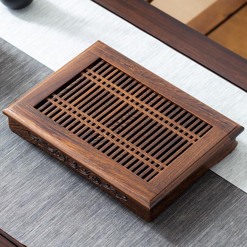 实木茶盘鸡翅木茶台排水抽屉托盘红木茶海简约家用功夫茶具办公室