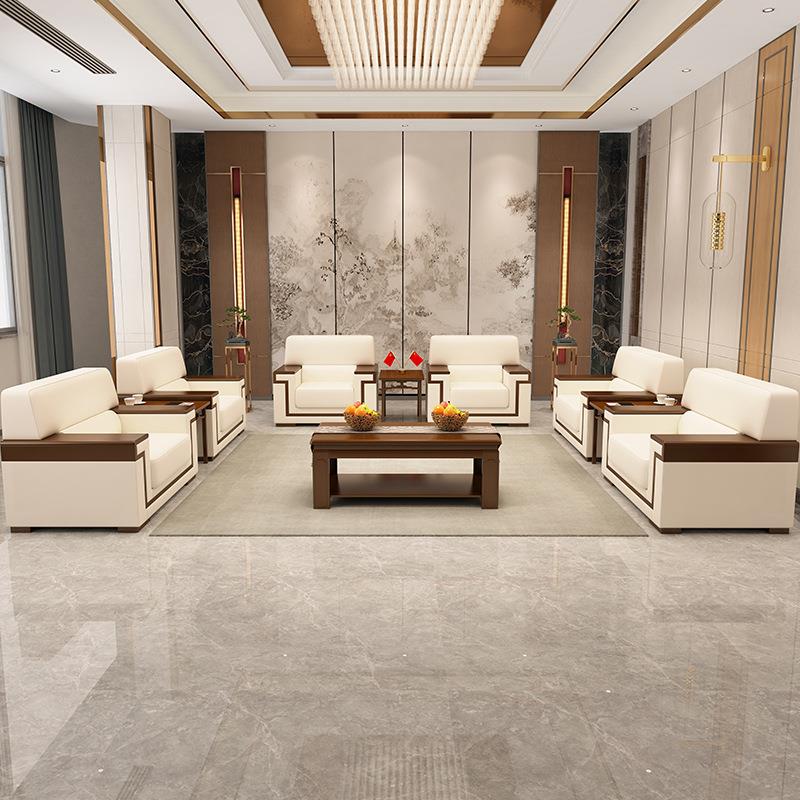 办公沙发会客区贵宾商务洽谈休息区接待室会议布艺单人位茶几组合