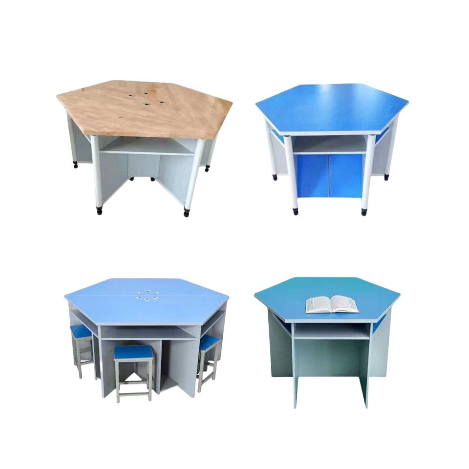 学校学生铝架实验六角桌科学六边桌电脑桌功能室桌子物理化学实验