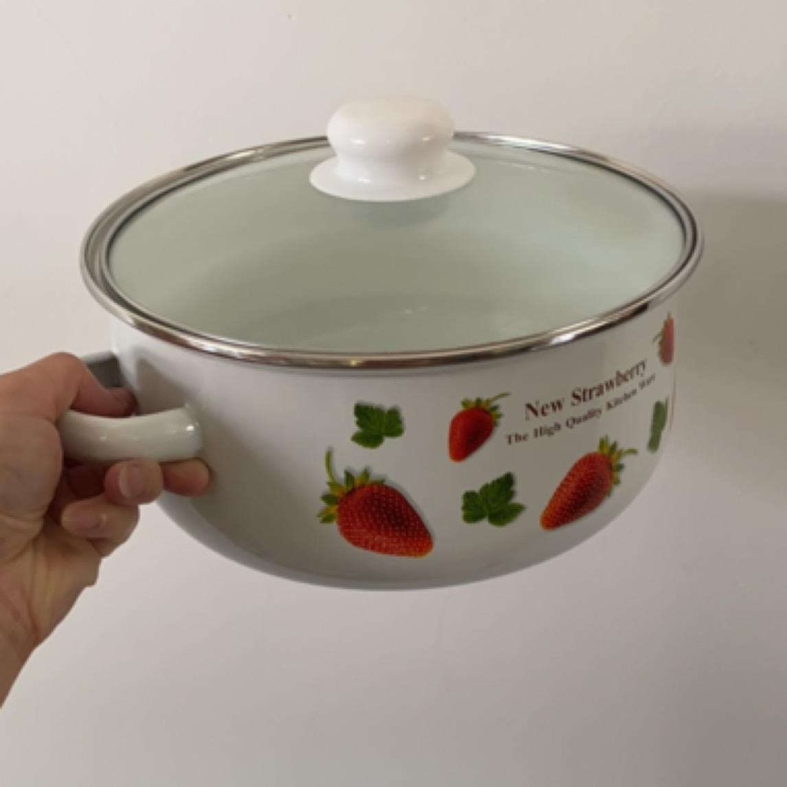 22cm瑕疵款珐琅搪瓷汤锅带盖家用双耳炖锅3L电磁炉燃气灶通用