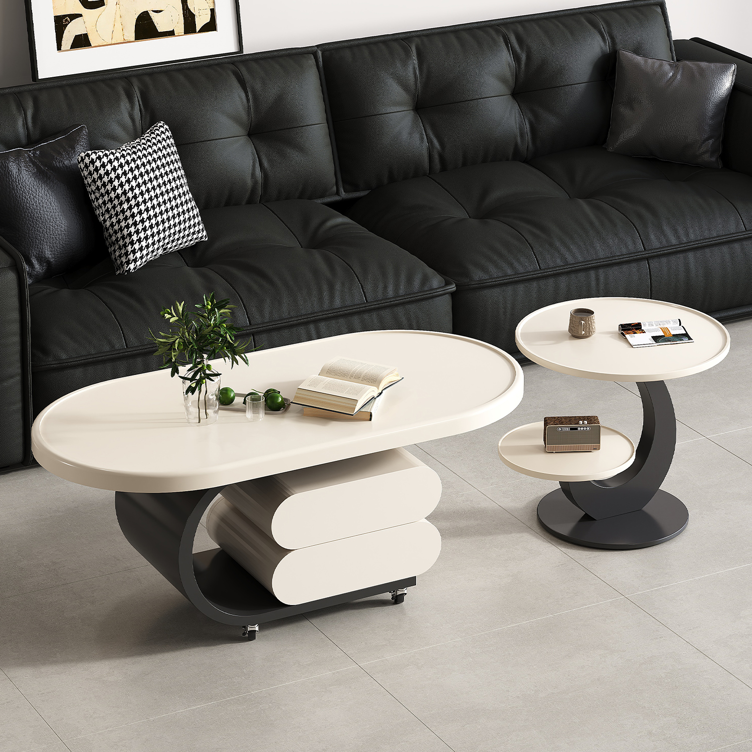 2025新款高端茶几椭圆形