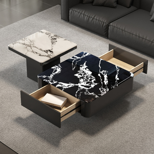 意式茶几2026新款轻奢超晶石实木茶几客厅家用茶桌高端微晶石茶台