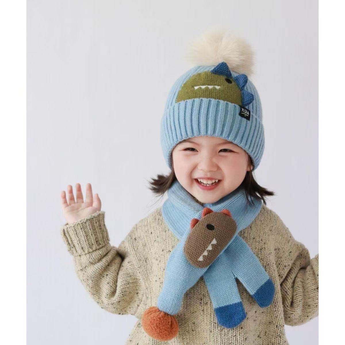 儿童帽子围巾两件套秋冬款宝宝针织毛线帽可爱萌冬季保暖男童女童,服饰配件/皮带/帽子/围巾,二件套,淘宝优惠券,粉丝福利购,淘宝优惠卷