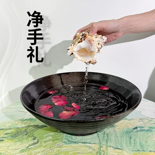 泰式净手盆SPA美容院用陶瓷圆形