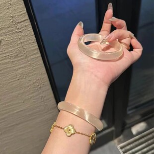 香槟金玉手镯高冰透高级感猫眼玉镯气质镯子女白月光礼物古风女士