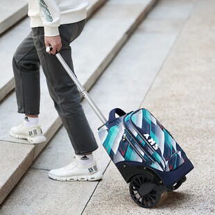 第九城 小学生拉杆书包男孩大容量初中生大轮可爬楼梯金属轴承