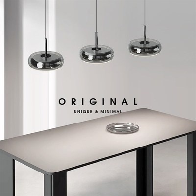 意式极简餐厅吊灯现代简约餐桌灯感轻奢玻璃三头饭厅吧台吊灯