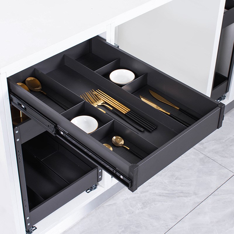 飞鸥工具拉篮薄抽厨房橱柜侧轨道内置抽中抽抽屉分隔餐具收纳矮篮