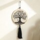 波西米亚圆形生命树流苏木制工艺品墙壁挂饰简约家居卧室装 饰