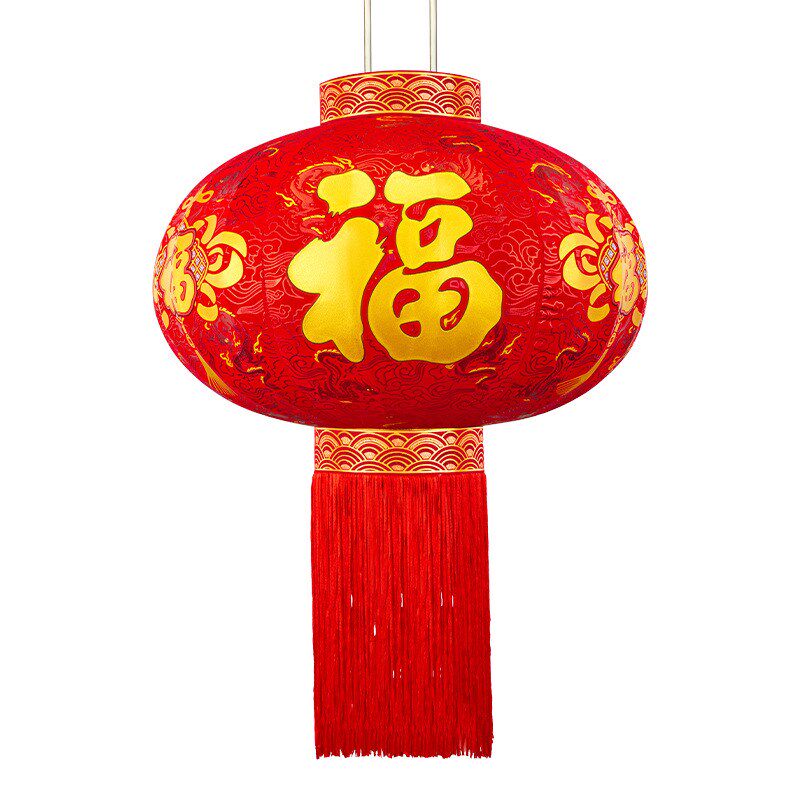 春节大红灯笼2025新年户外阳台大门口一对免插电遥控植绒灯笼挂饰