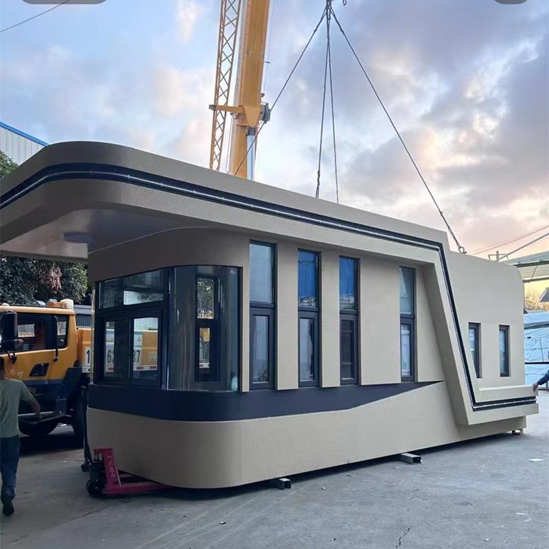 圆弧真石漆门卫室岗亭工厂大门保安值班室带休息室厕所成品门卫房