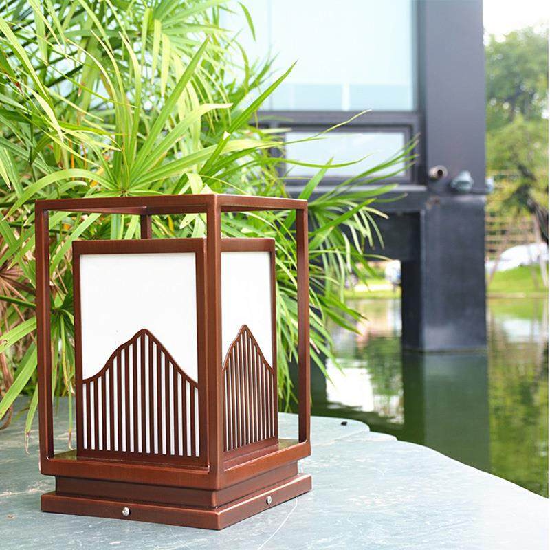 中式柱头灯led不锈钢造型拉丝镀铜围墙灯仿云石柱头灯厂家直销