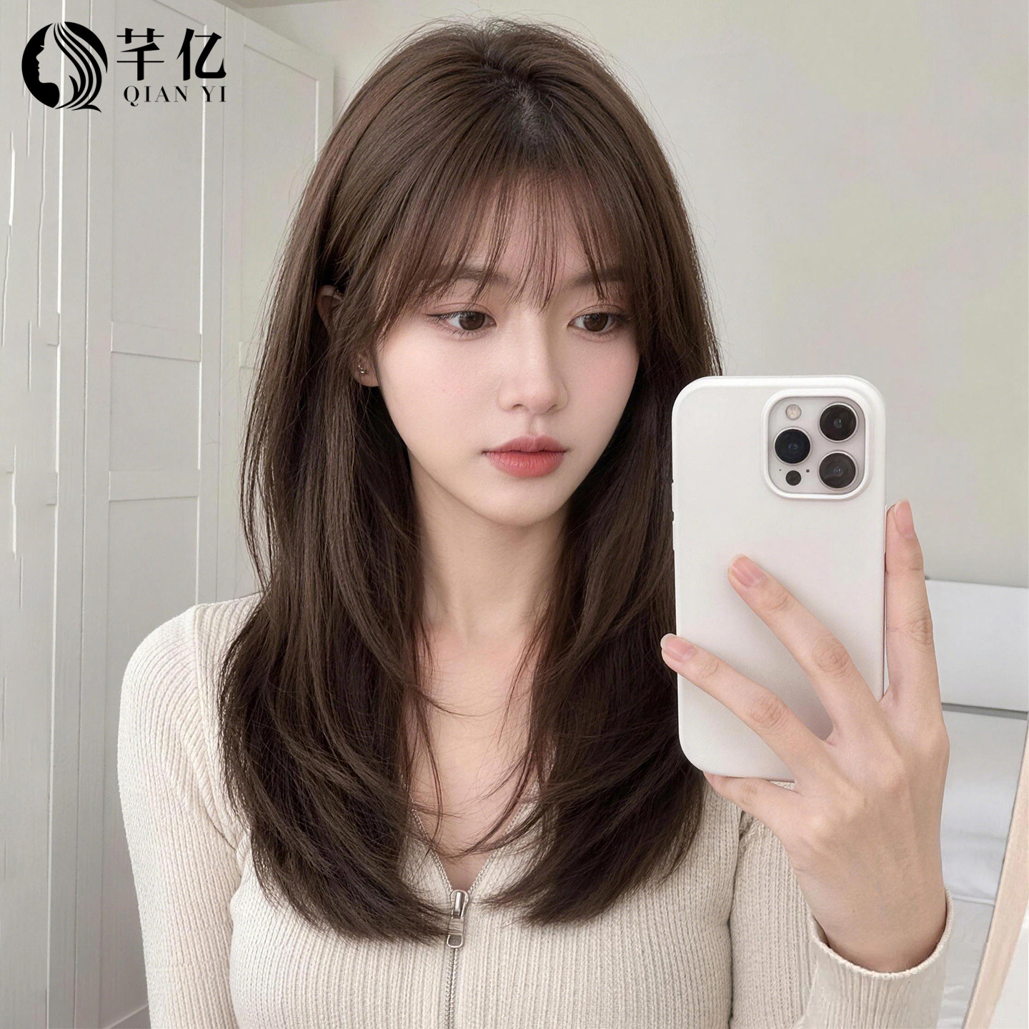 芊亿全真发少女辫子发中长发假发