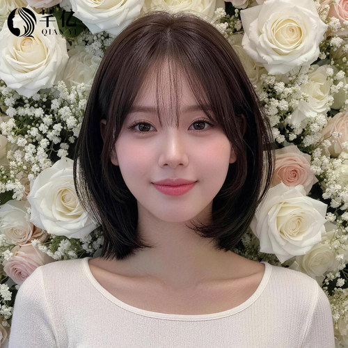 芊亿真人发丝锁骨发中长发假发套