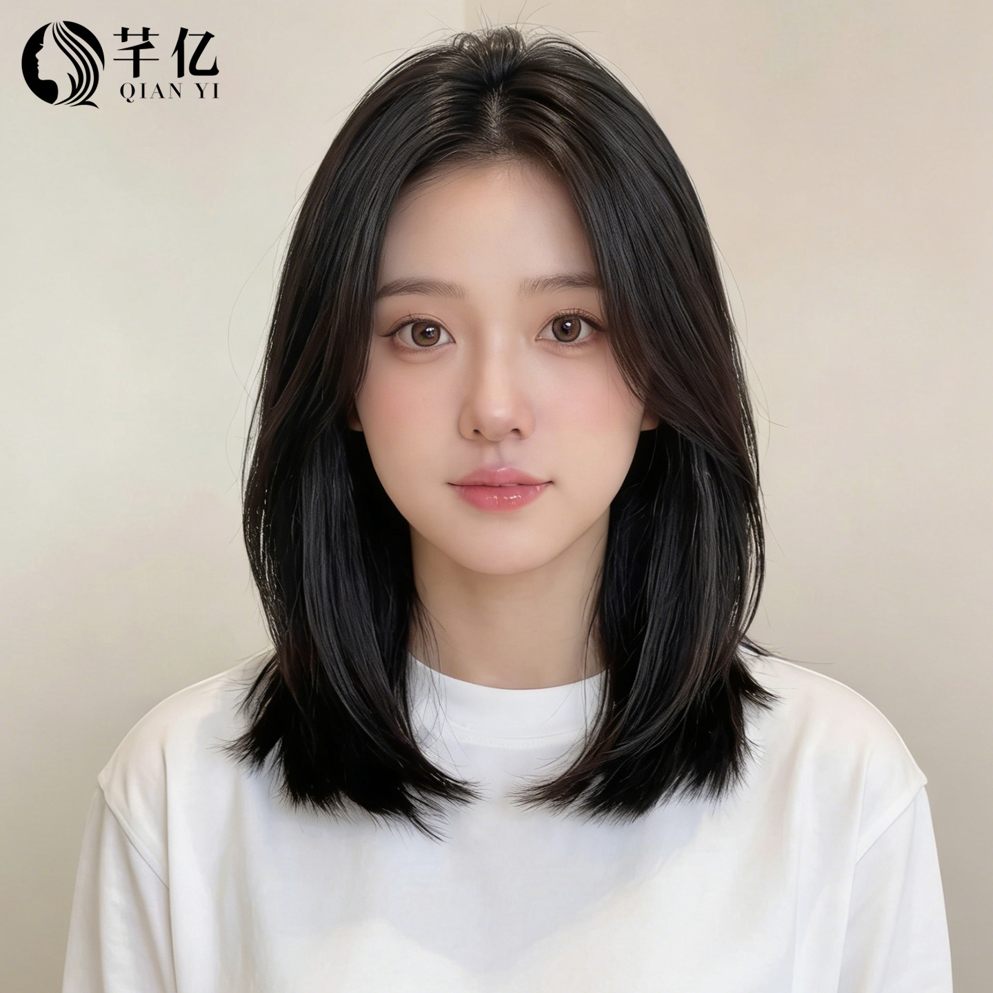 芊亿真发光都带锁骨发假发套