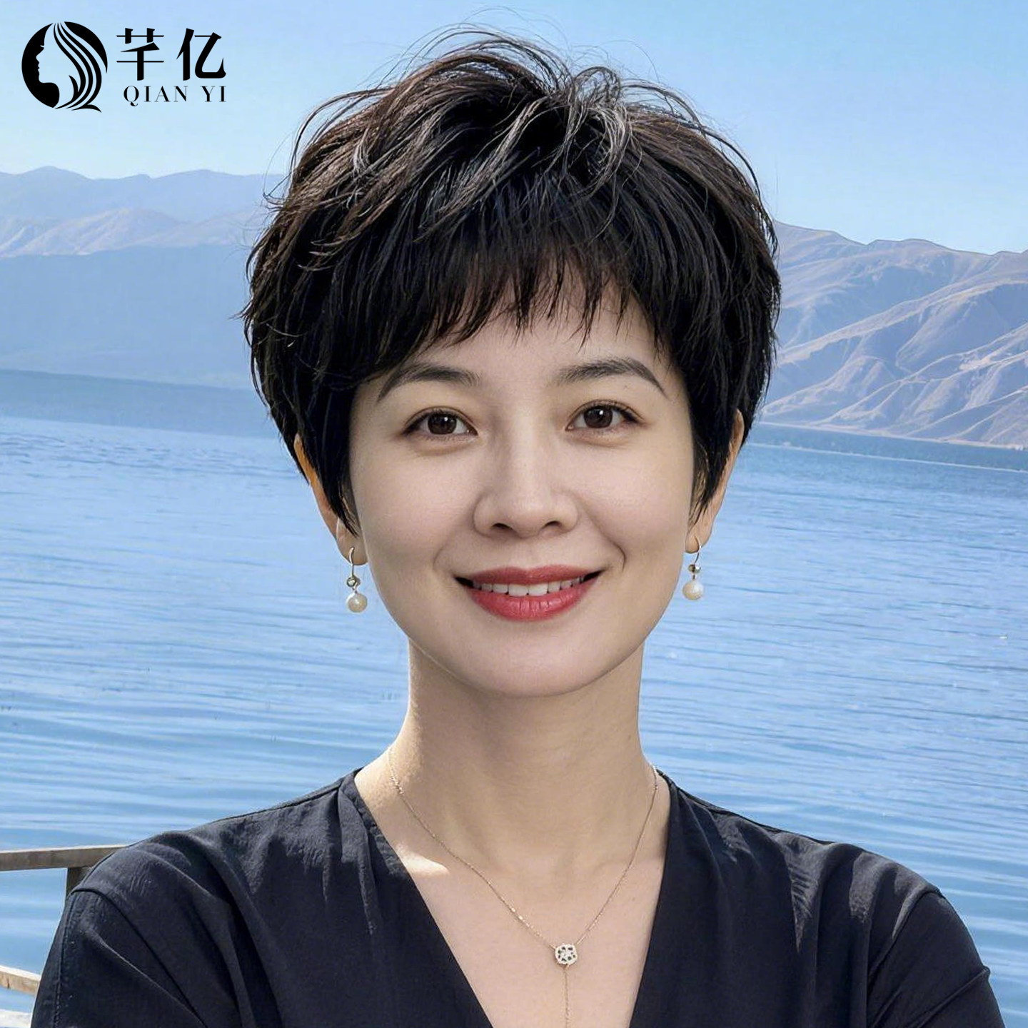 芊亿全真发纹理中老年妈妈假发套