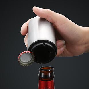 跨境自动瓶酒开瓶器按压金属高档酒起子创意不锈钢啤酒开瓶器礼品