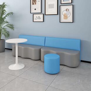 幼儿园培训机构学校画室舞蹈班家长休息等候区靠墙卡座组合沙发凳