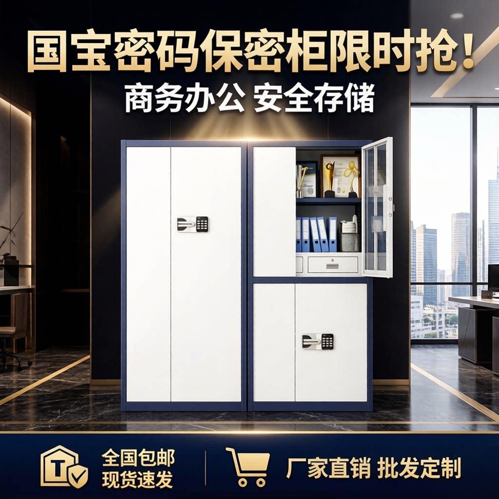 办公室指纹保密柜电子密码锁文件柜铁皮矮柜保险收纳柜资料档案柜图片