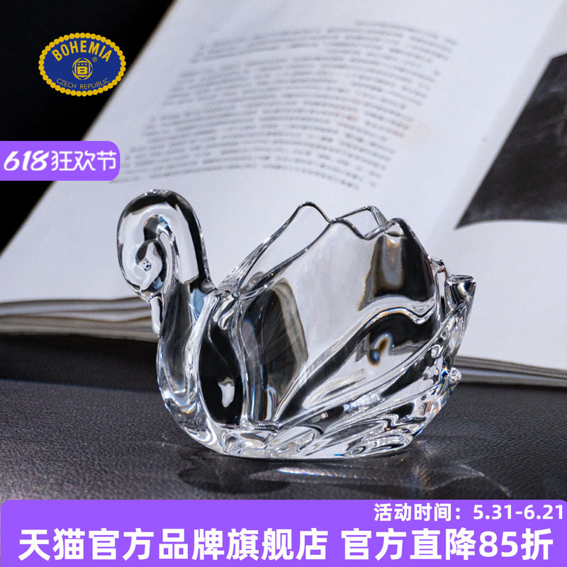 捷克进口BOHEMIA水晶玻璃动物装饰品 北欧精美创意雕像小摆件轻奢