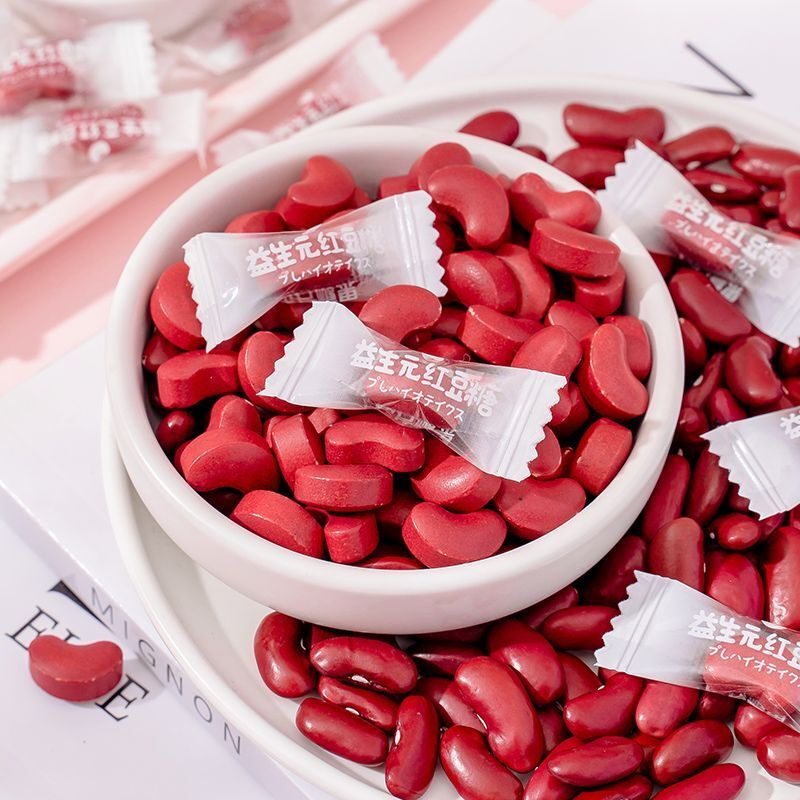 红豆奶片结婚庆喜糖果网红红豆味糖可爱追剧好吃不腻解馋小零食