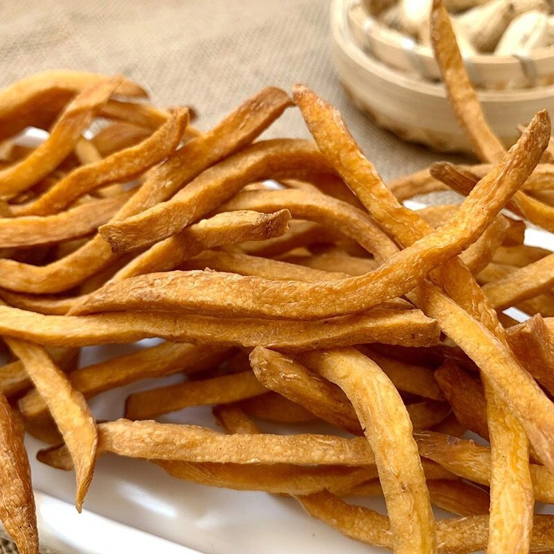 铁锅沙炒红薯条不外加糖和油红薯干嘎嘣脆磨牙零食热量小时候零食