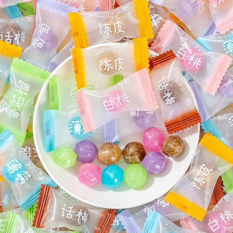 网红日系の白桃水果汁硬糖高颜值万圣节零食结婚喜糖散装糖果批发