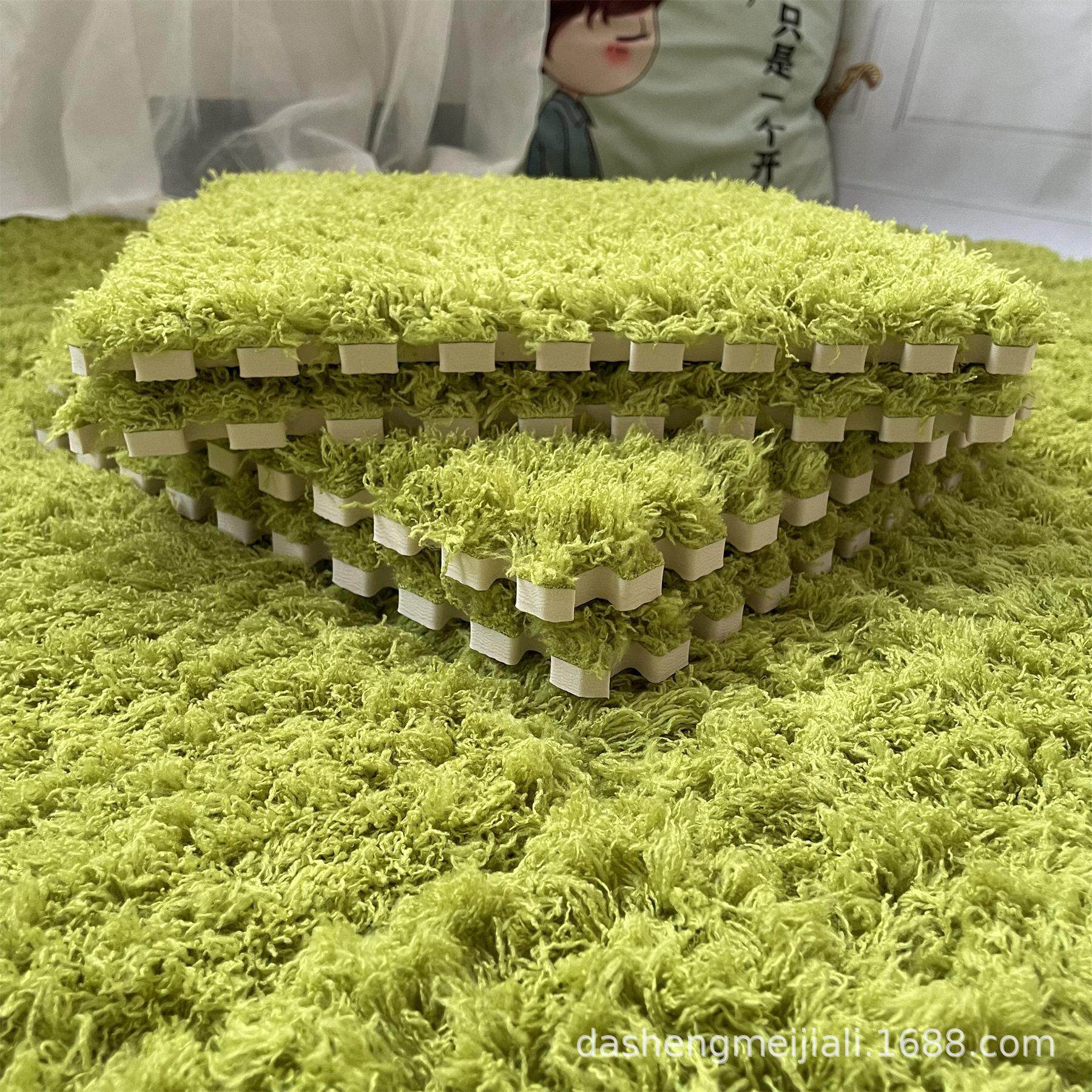 跨境蛋糕绒加厚卧室毛毛垫满铺床边毯子拼接地毯方块隔音毛绒垫子