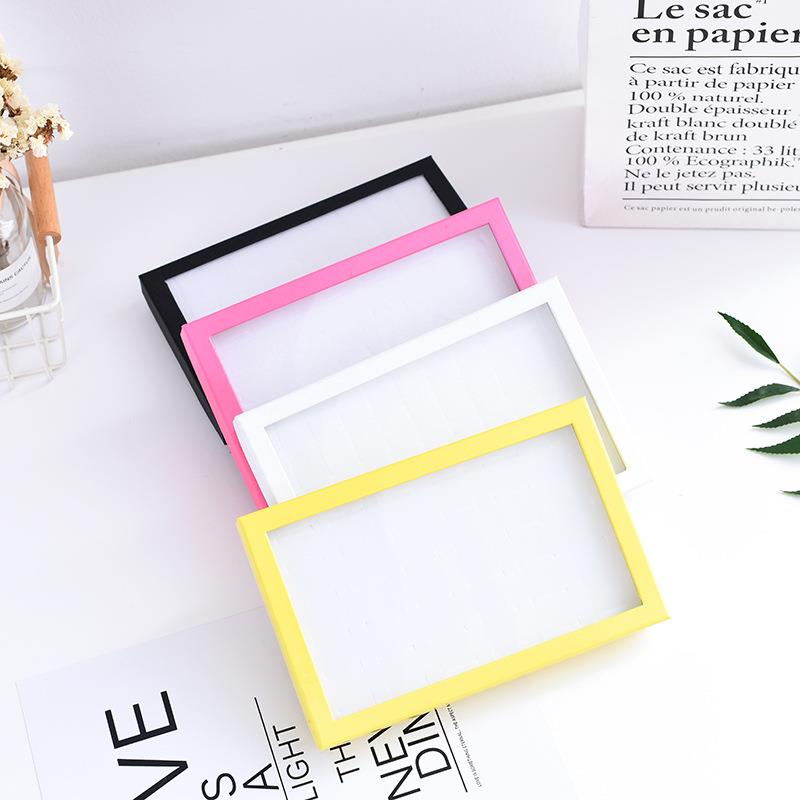 黄色白色24位36位50位戒指盒展示盒饰品包装盒耳钉包装开窗戒指盒