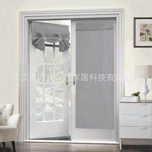素色黏贴式 跨境亚马逊热卖 门帘现代简约纯色高遮光轻奢成品窗帘