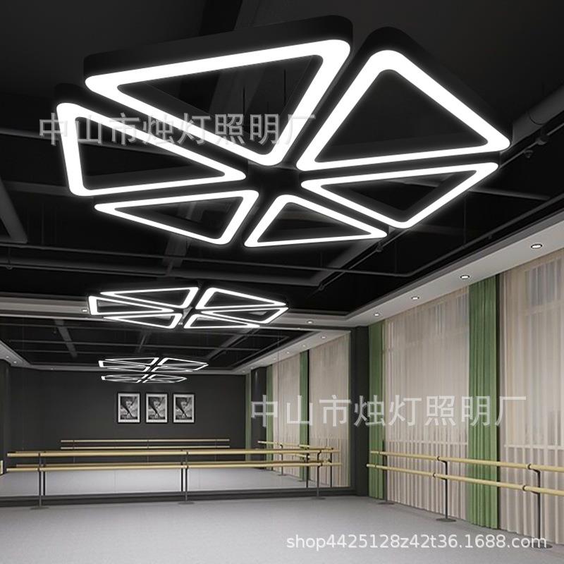 LED三角形发廊灯创意个性店铺造型灯健身房走廊办公装饰铁艺吊灯