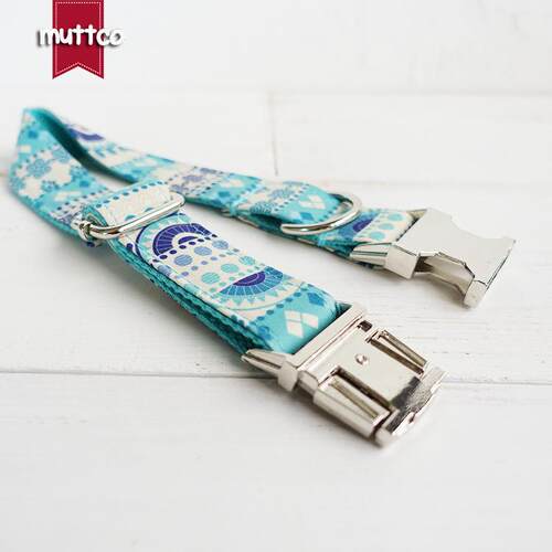 MUTTCO创意狗项圈 宠物藍色花项圈 纯手工狗脖圈 外貿款