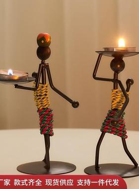 复古美式个性铁人烛台摆件创意休闲餐厅酒吧桌面氛围装饰布置道具