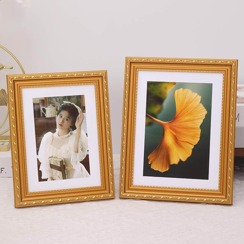 欧式复古金色相框摆台6寸8寸10寸照片挂墙A4横竖两用影楼相框