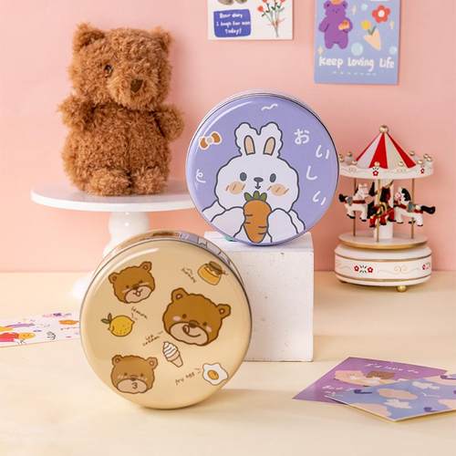 儿童节圆形铁盒糖果小盒子卡通雪花酥奶糖马口铁盒饼干盒子包装盒