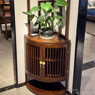 新中式乌金木三角装饰柜家用实木角柜墙角柜客厅转角柜靠墙收纳柜