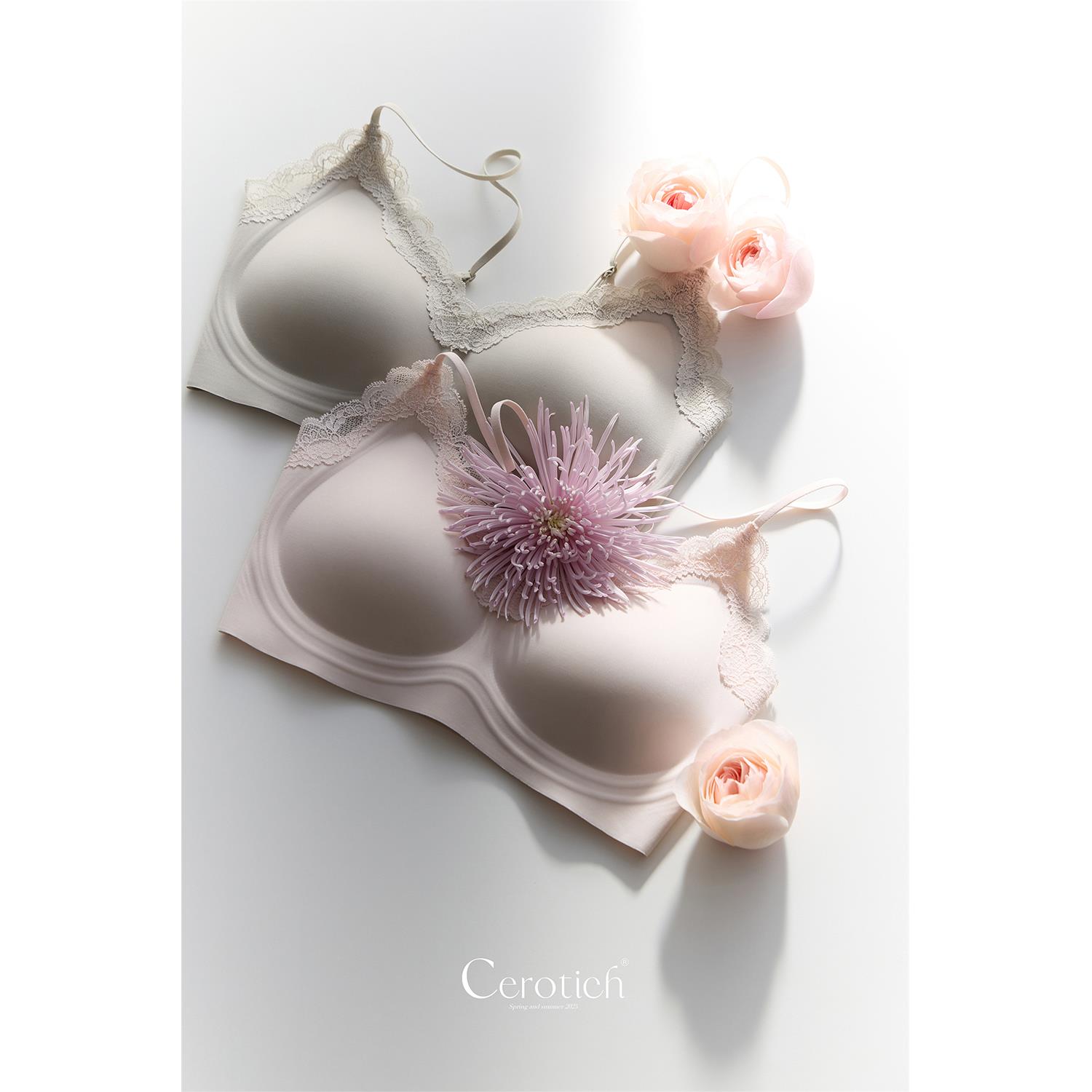 IN BLUE 法式轻奢蕾丝无痕果冻胶条软提拉聚拢内衣水滴杯文胸美背