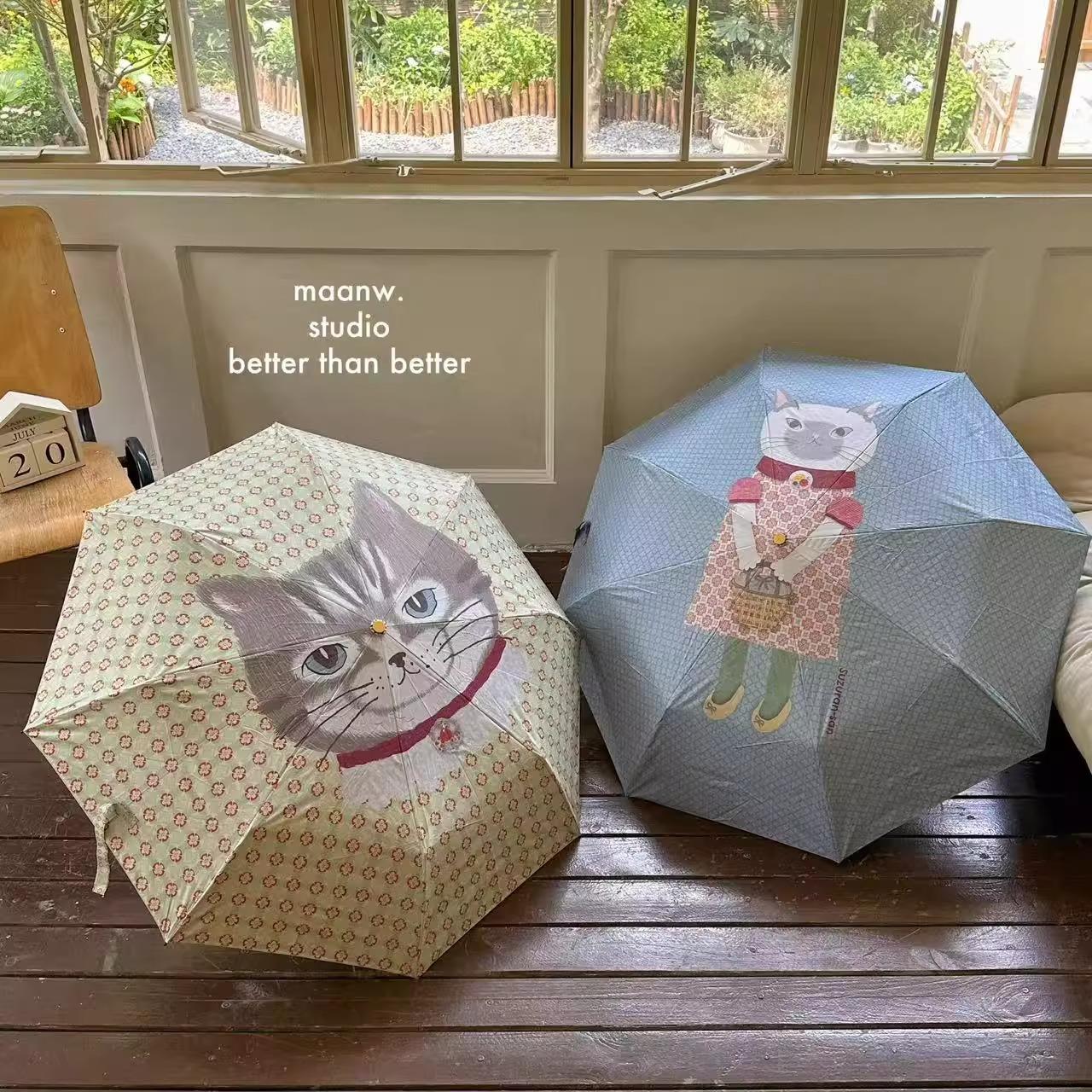maanw 日本kusuguru蜜豆公主猫猫晴雨伞少女心轻便防晒伞雨具