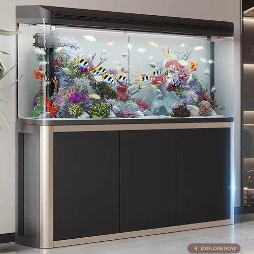 中小型鱼缸水族箱客厅落地家用大型懒人生态免换水玻璃金鱼缸带柜
