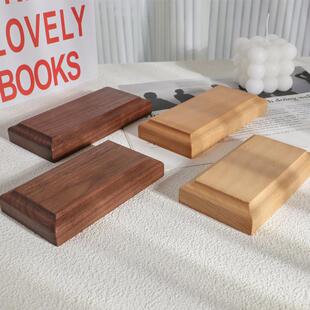 黑胡桃榉木实木摆件长方形托架胸像底座佛像印章石头茶壶奇石简约